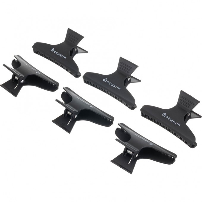 Зажим для волос DEWAL черный, карбон, 8,2 см 6 шт/уп CL-86959