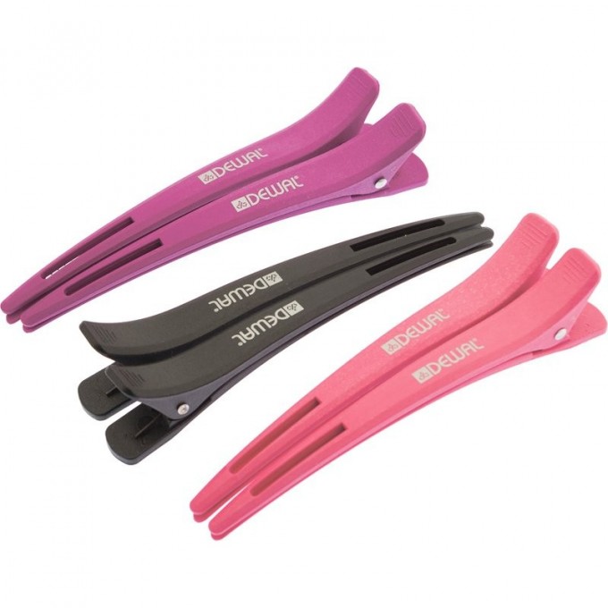 Зажим для волос, карбон, 12 см (6 шт) DEWAL CL2602